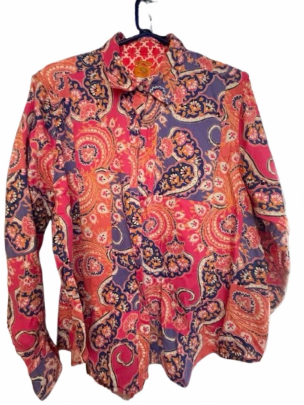Ruby Rd. Vibrant Paisley Button-Down Shirt in Pink and Purple